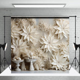 Aperturee Aperturee 3D White Paper Flowers Photography Backdrop Winter Wedding or Bridal Shower Elegant Poinsettia Wall Decor